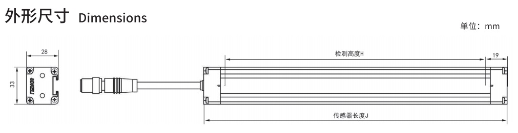 SMT1型安全光栅外观尺寸图